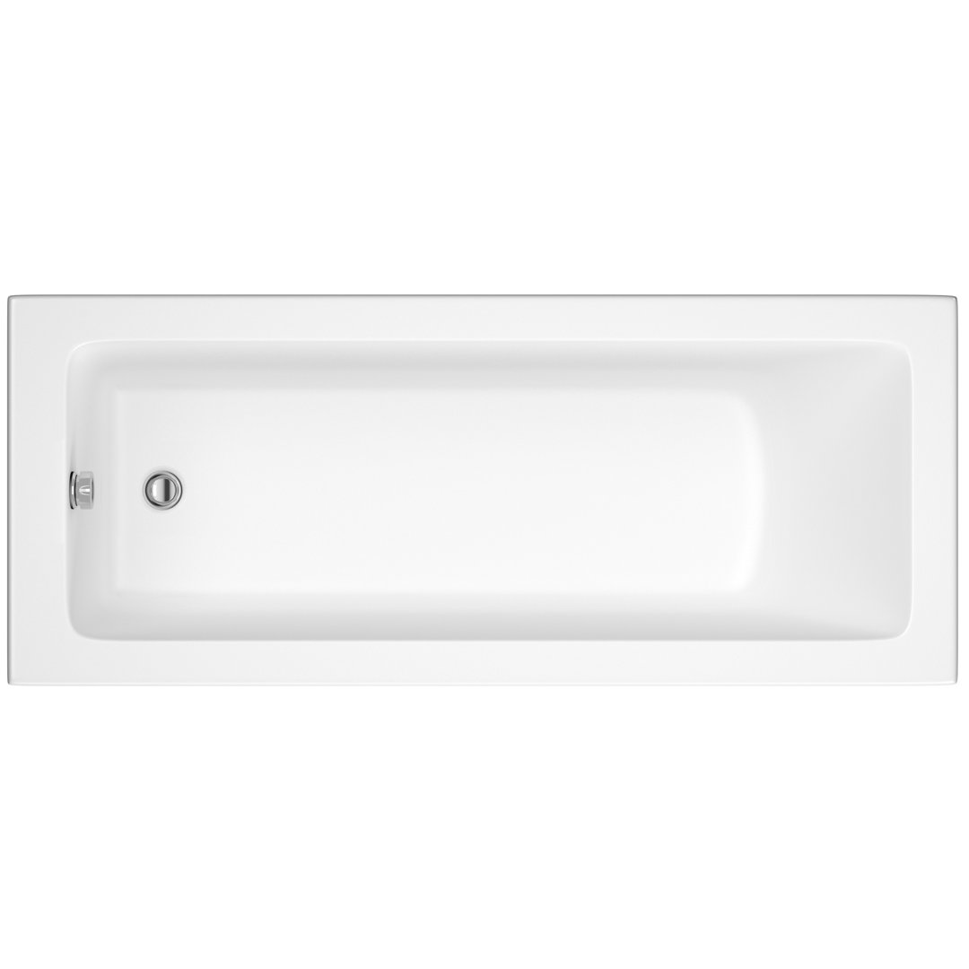 Nuie Linton Square Single Ended Bath in White White 170cm x 70cm